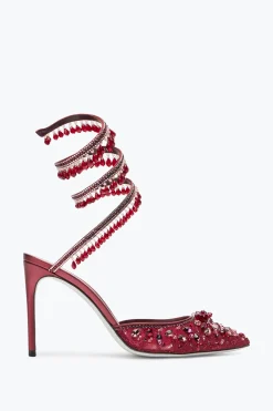 Escarpin Chandelier Rouge Rubis Avec Cristaux 100