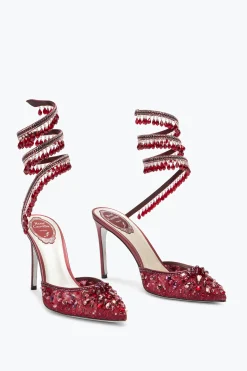 Escarpin Chandelier Rouge Rubis Avec Cristaux 100
