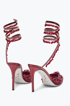 Escarpin Chandelier Rouge Rubis Avec Cristaux 100