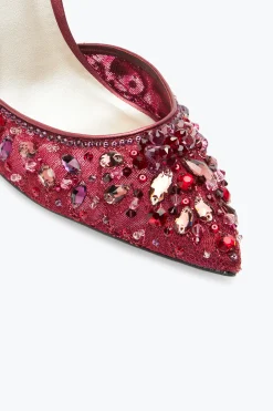 Escarpin Chandelier Rouge Rubis Avec Cristaux 100