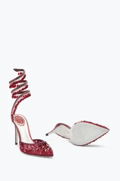 Escarpin Chandelier Rouge Rubis Avec Cristaux 100