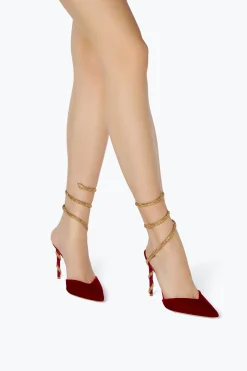 Escarpin Margot Rouge Et Or 105
