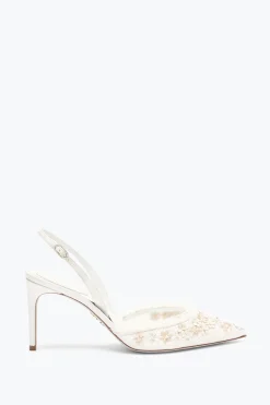 ESCARPIN SLINGBACK BLOOM BLANC 80