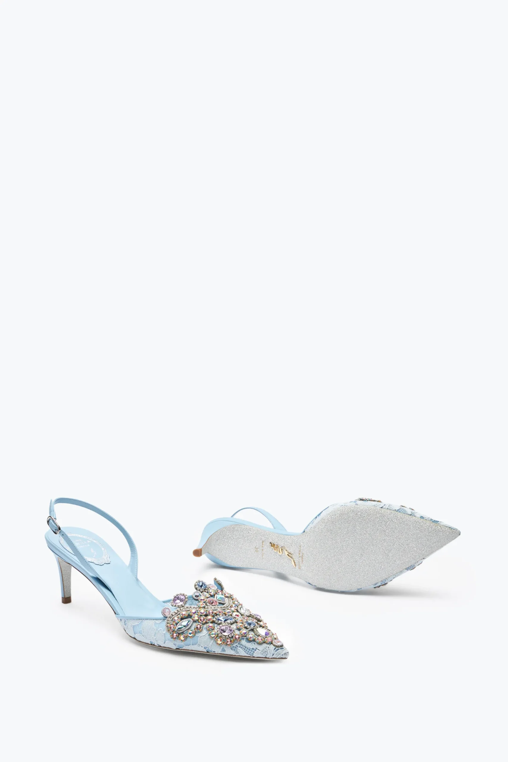 Escarpin slingback Cinderella bleu pastel 60