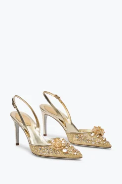 Escarpin slingback Cinderella doré 80