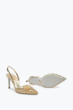Escarpin slingback Cinderella doré 80