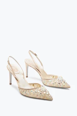 Escarpin slingback Cinderella miel avec cristaux 80