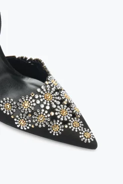 Escarpin slingback Daisy en daim noir et cristaux 105