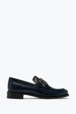 Mocassin Morgana Bleu avec Cristal Mat Noir 20
