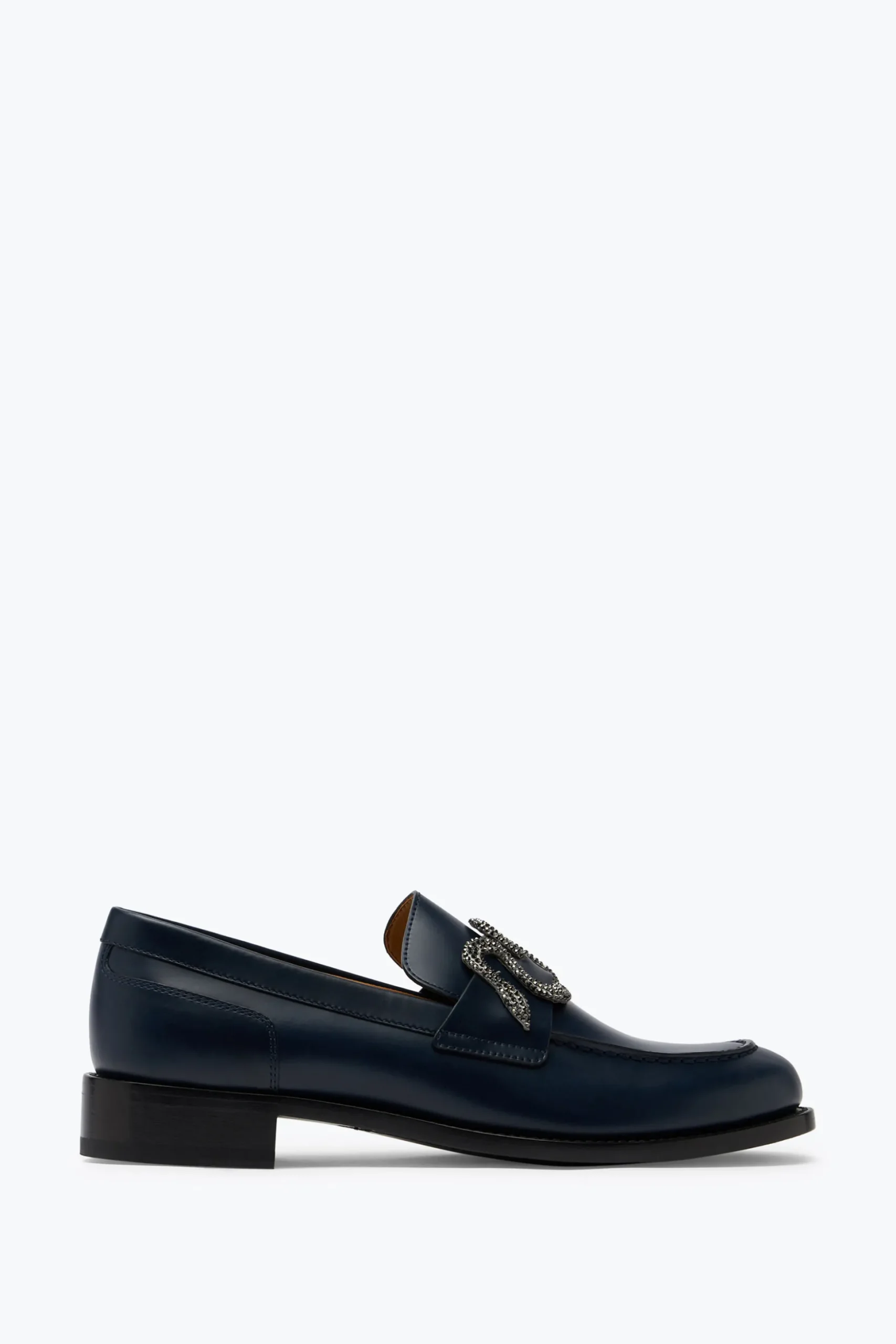 Mocassin Morgana Bleu avec Cristal Mat Noir 20