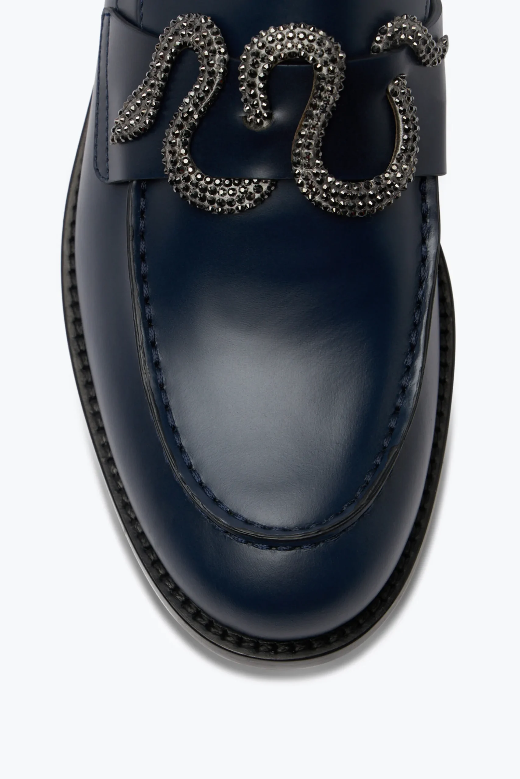 Mocassin Morgana Bleu avec Cristal Mat Noir 20