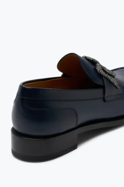 Mocassin Morgana Bleu avec Cristal Mat Noir 20