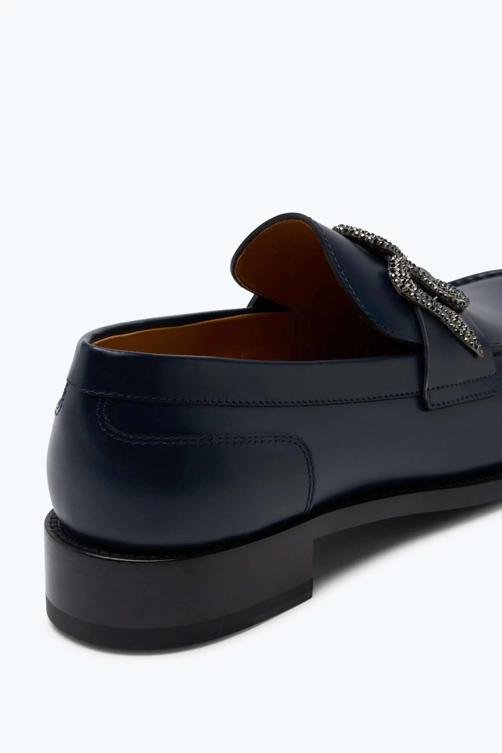 Mocassin Morgana Bleu avec Cristal Mat Noir 20