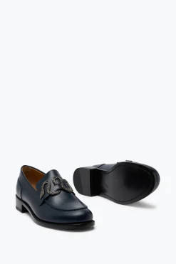 Mocassin Morgana Bleu avec Cristal Mat Noir 20