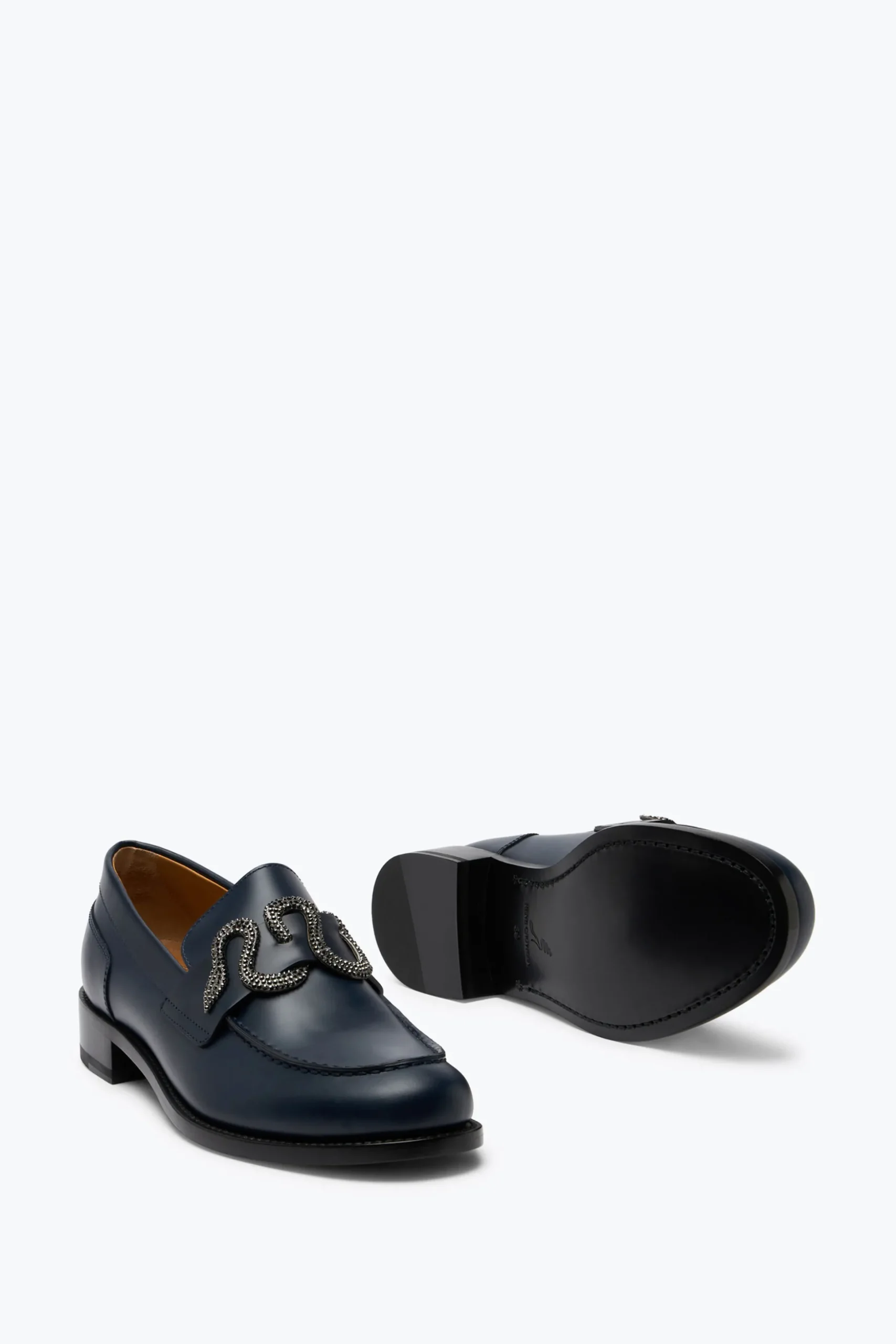 Mocassin Morgana Bleu avec Cristal Mat Noir 20