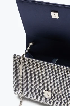 Pochette Aida bleue avec cristaux all-over