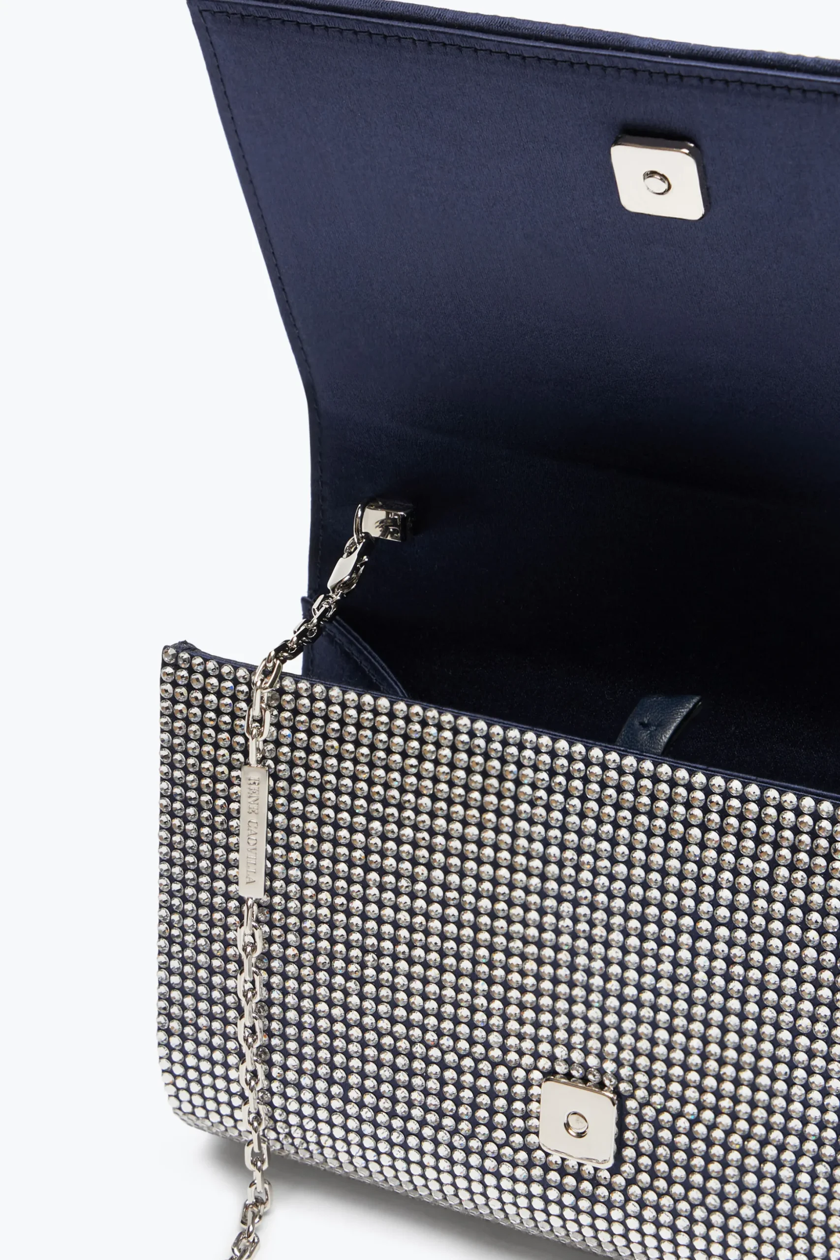 Pochette Aida bleue avec cristaux all-over
