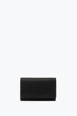 Pochette Aida noire avec cristaux all-over