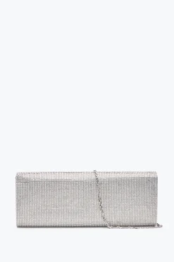 Pochette Zafira argent avec cristaux all-over