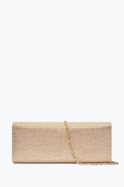 Pochette Zafira or avec cristaux all-over