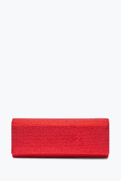Pochette Zafira rouge avec cristaux all-over