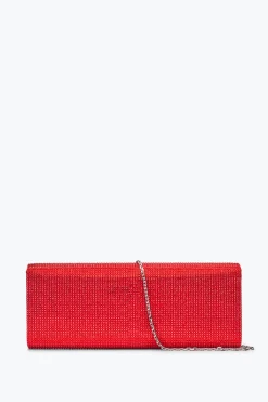 Pochette Zafira rouge avec cristaux all-over