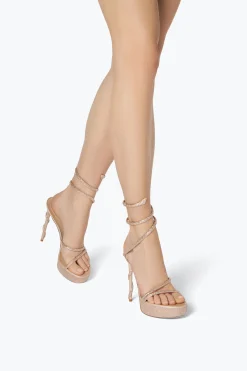 Sandale À Plateforme Margot Beige Avec Cristaux 130