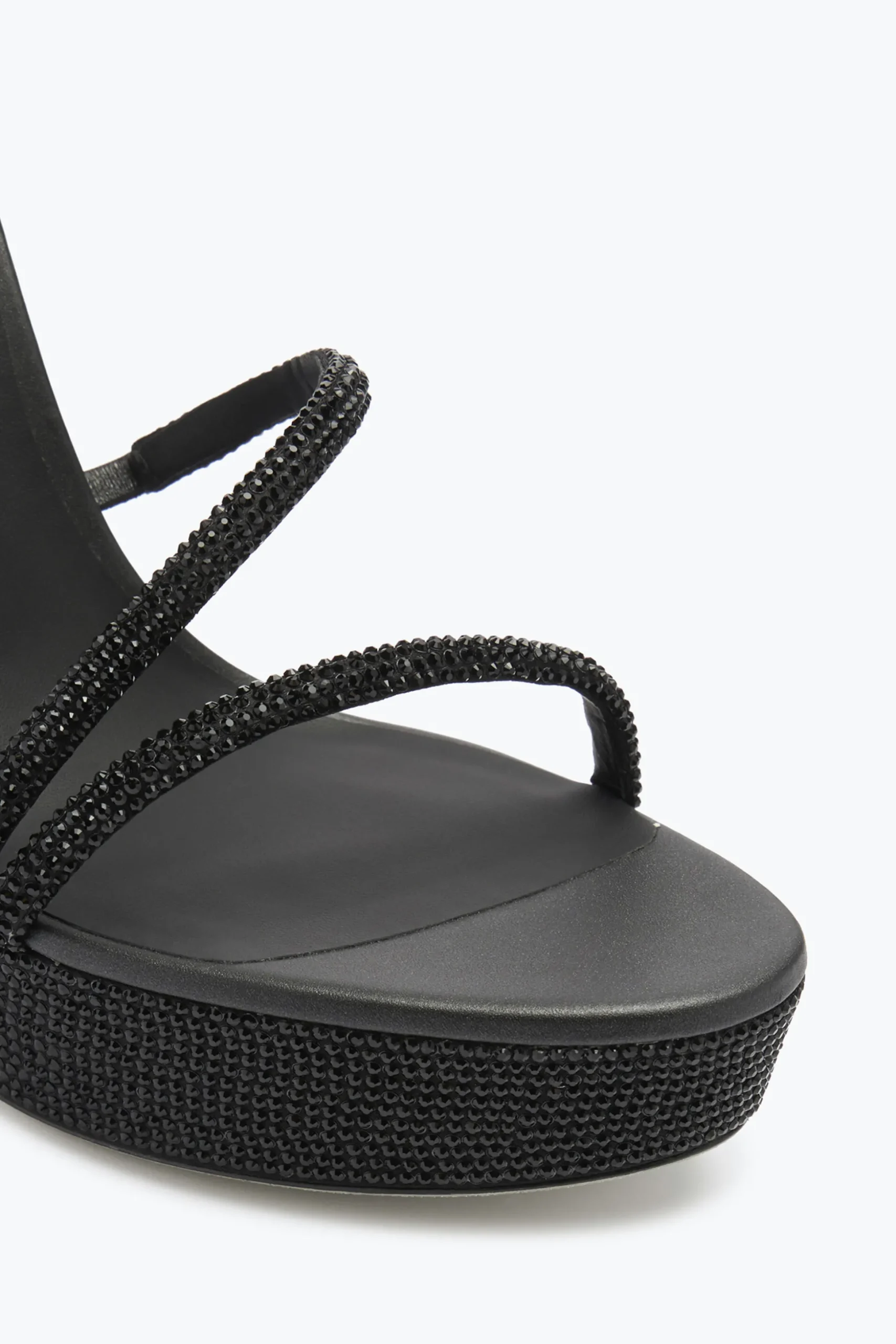 Sandale à plateforme Margot noire avec cristaux 130