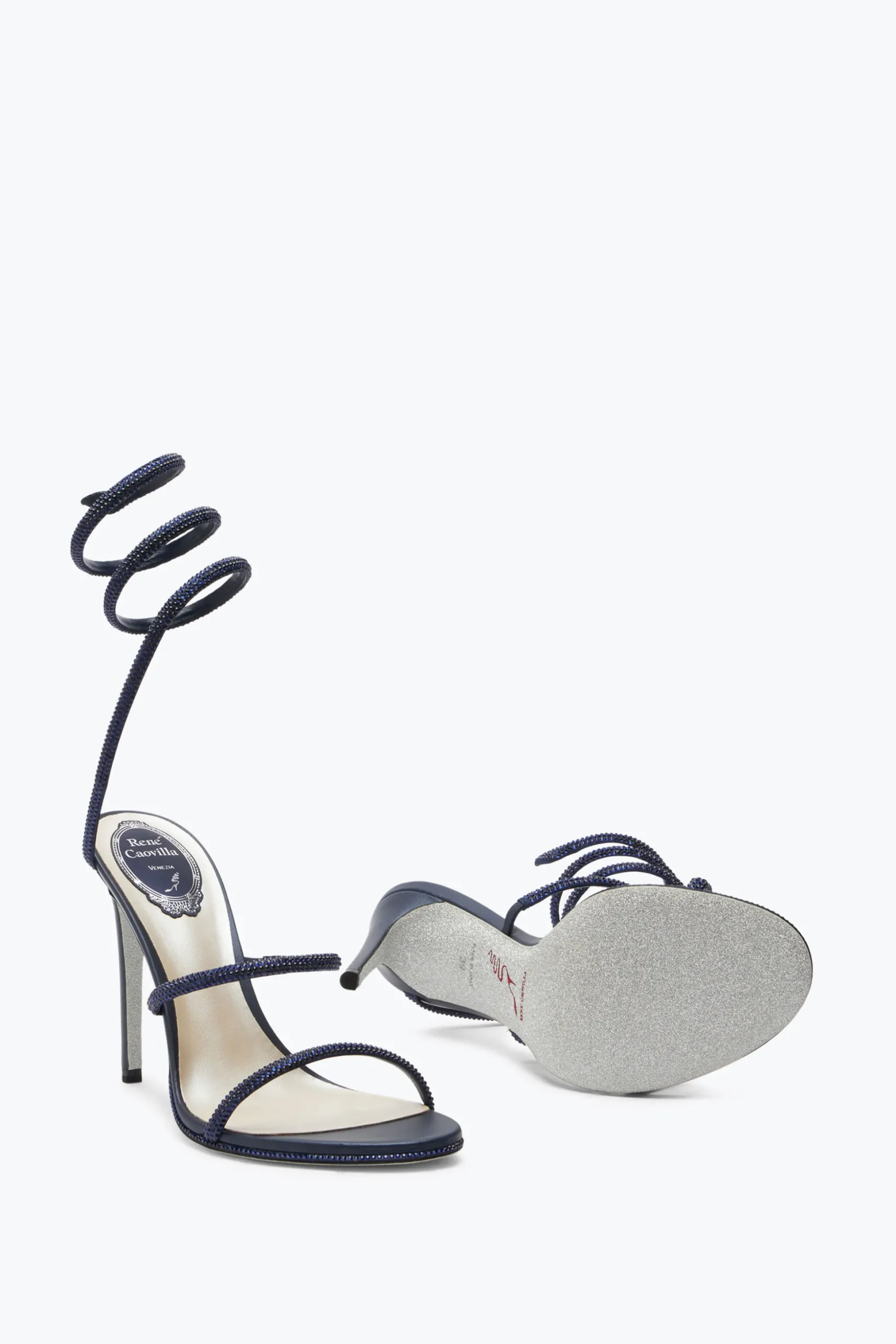 Sandale Bleu Foncé Avec Cristaux Cleo 105