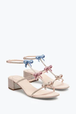 Sandale Caterina pêche avec cristaux multicolores 40