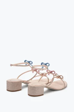 Sandale Caterina pêche avec cristaux multicolores 40