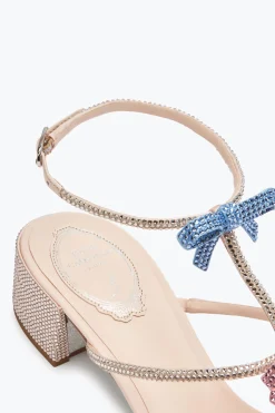 Sandale Caterina pêche avec cristaux multicolores 40