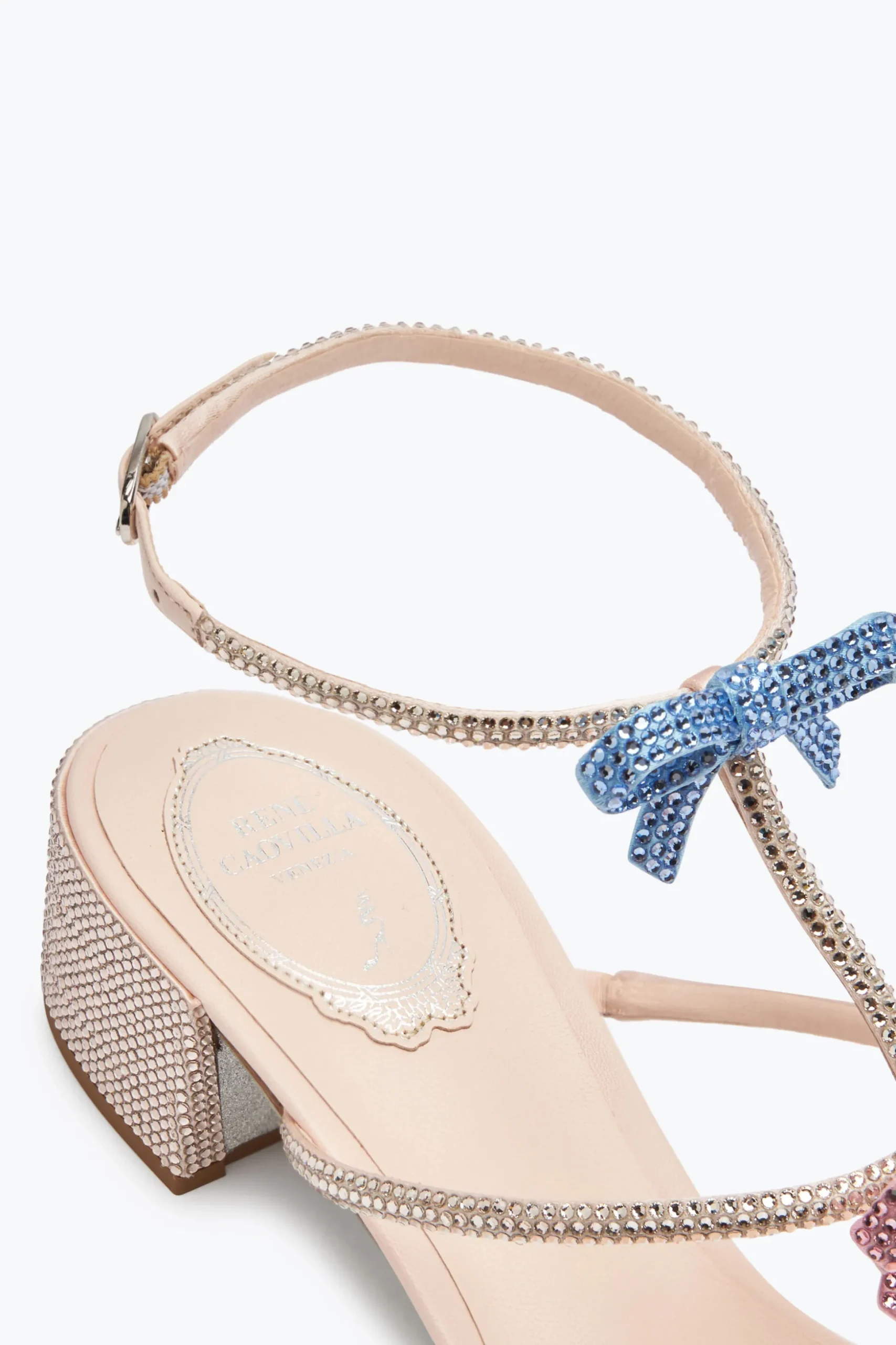 Sandale Caterina pêche avec cristaux multicolores 40