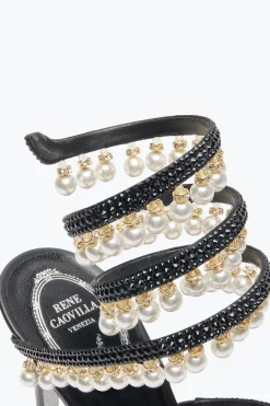 SANDALE CHANDELIER NOIRE AVEC PERLES 105