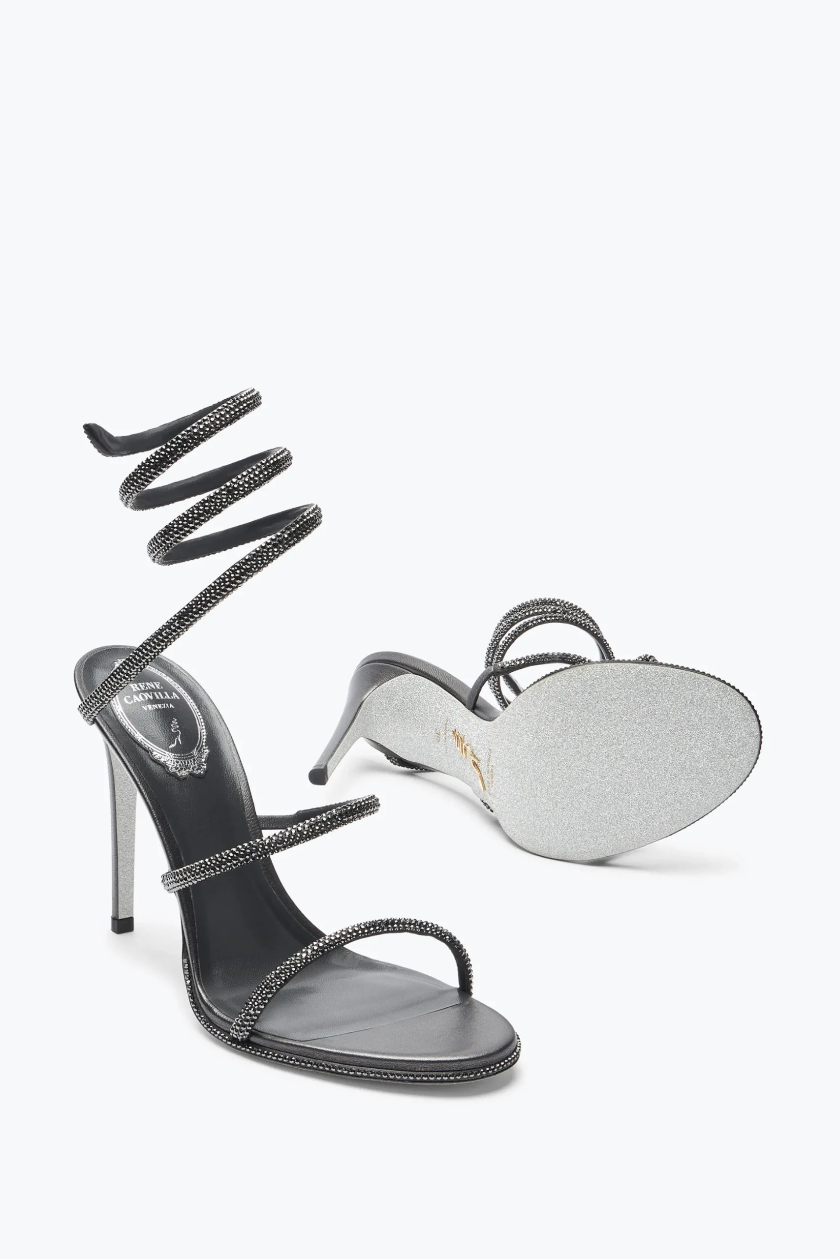 Sandale Cleo anthracite avec cristaux 105