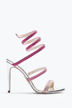 Sandale Cleo argentée avec dégradé rose de cristaux 105