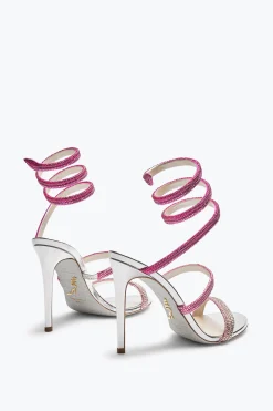 Sandale Cleo argentée avec dégradé rose de cristaux 105