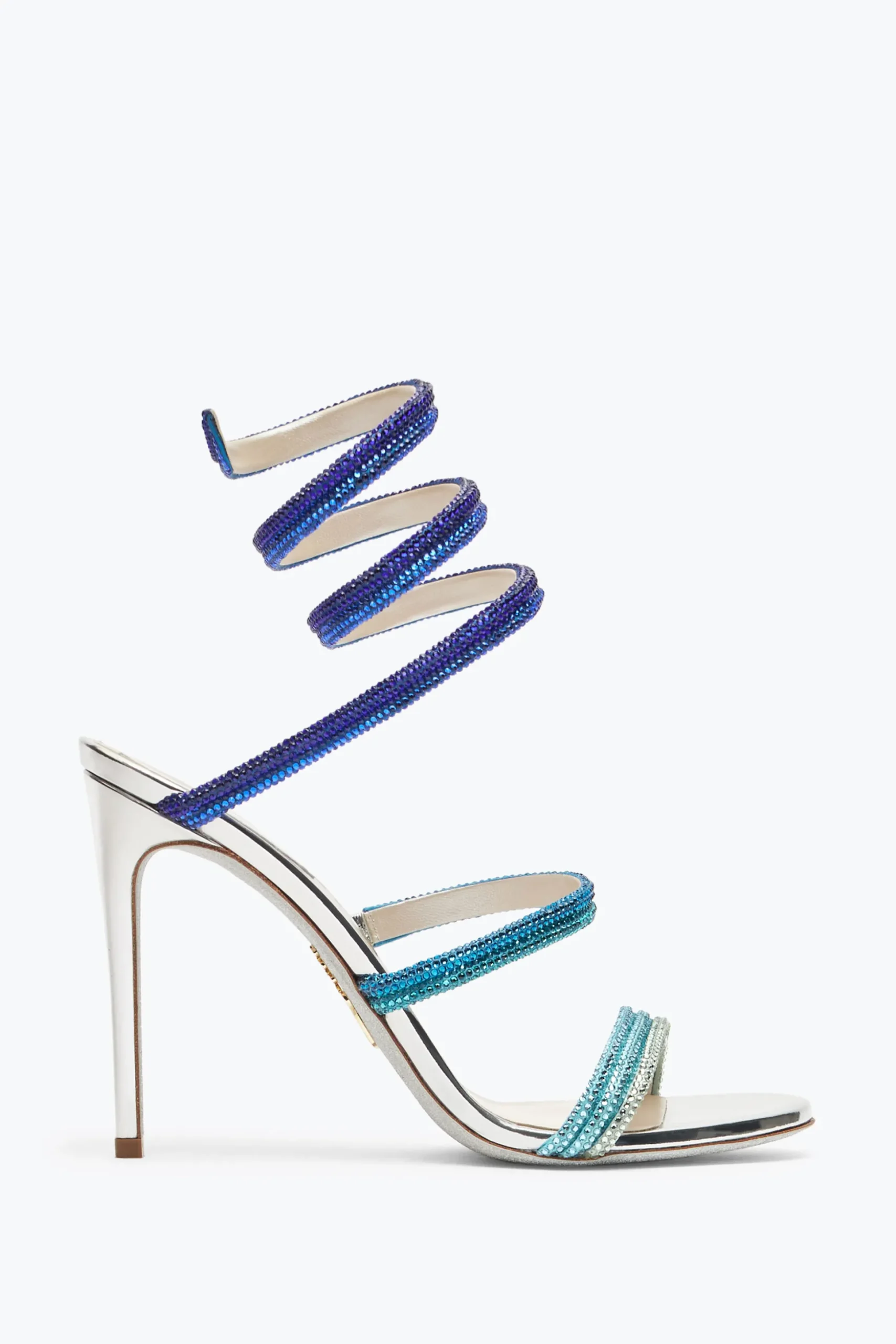Sandale Cleo argentée avec dégradé bleu de cristaux 105