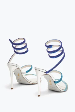 Sandale Cleo argentée avec dégradé bleu de cristaux 105