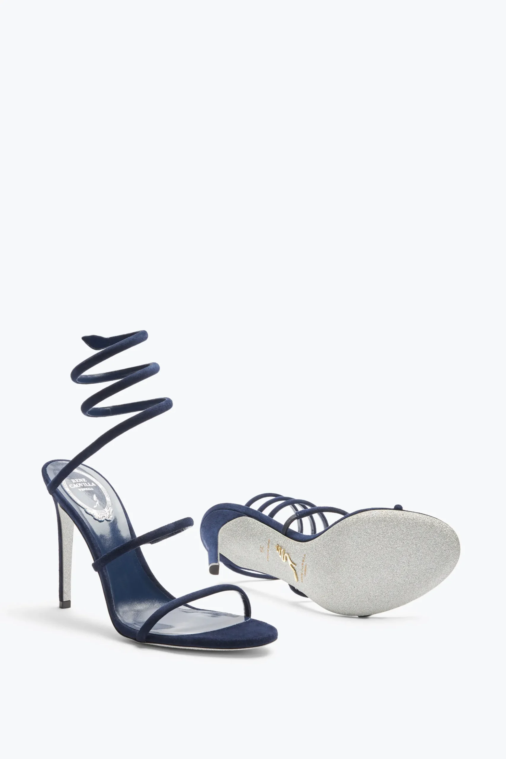 Sandale Cleo en daim bleu 105