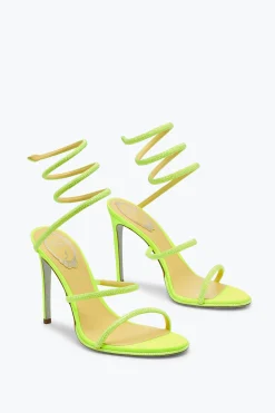 Sandale Cleo jaune fluo avec cristaux 105