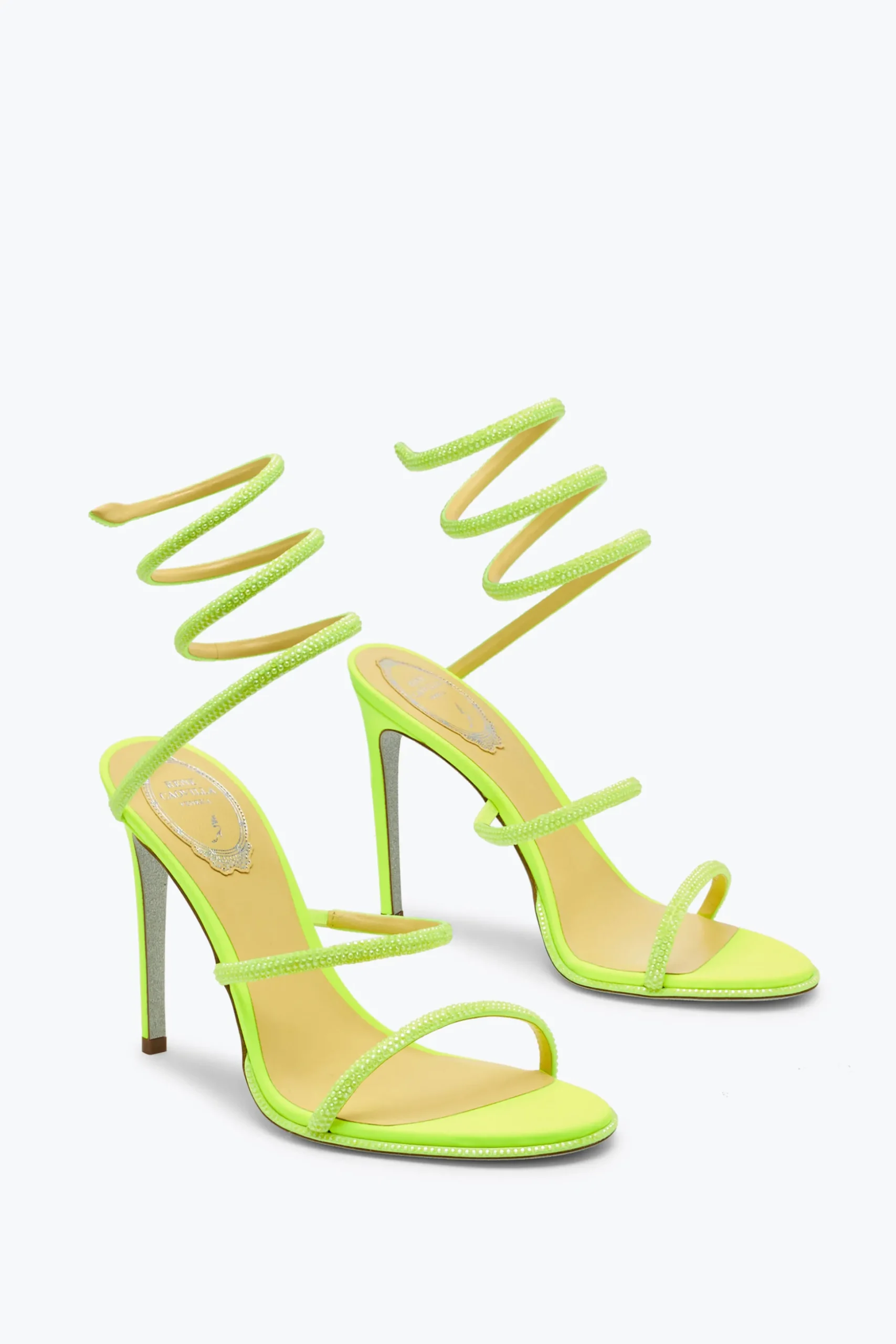 Sandale Cleo jaune fluo avec cristaux 105