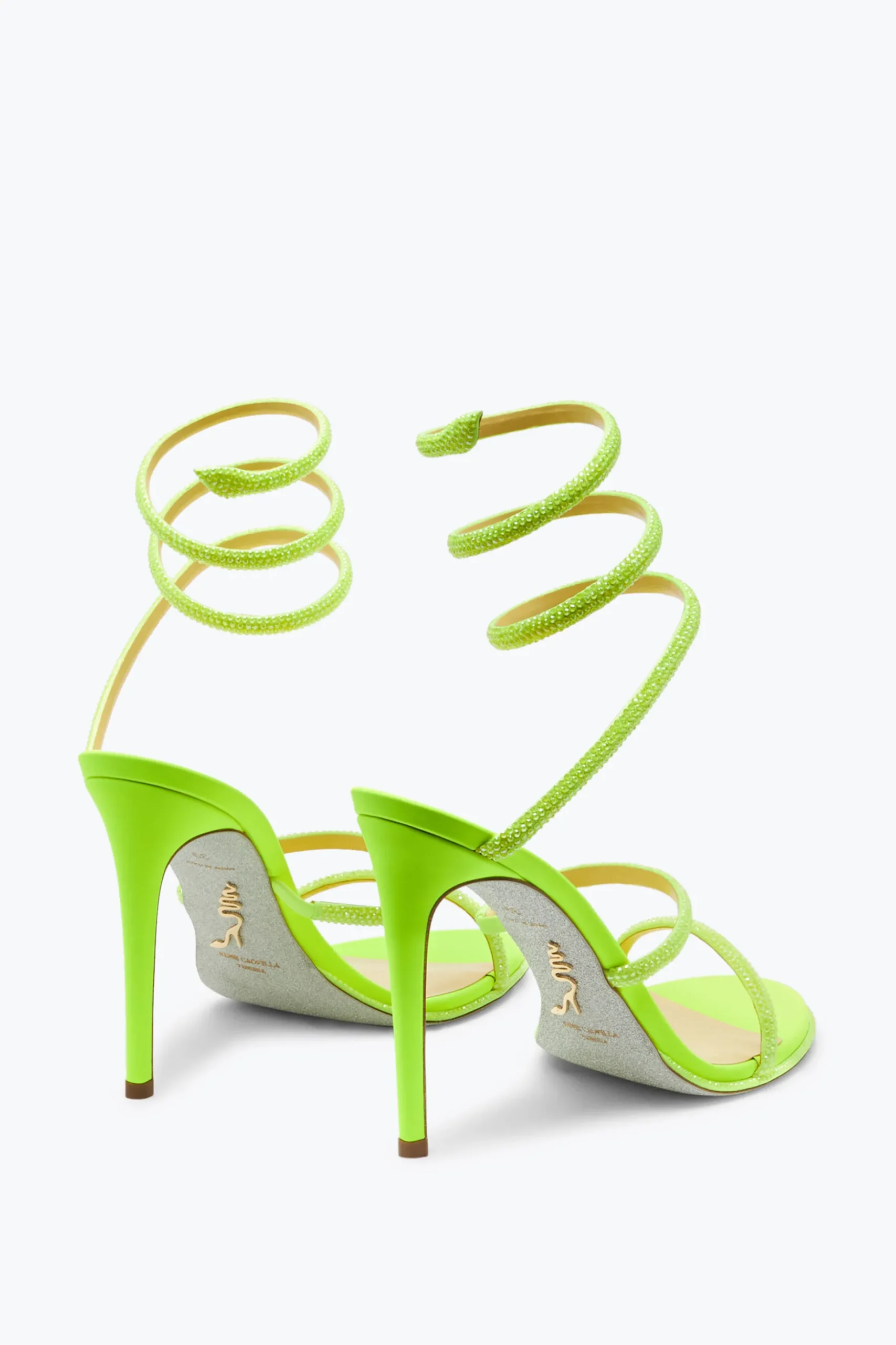 Sandale Cleo jaune fluo avec cristaux 105