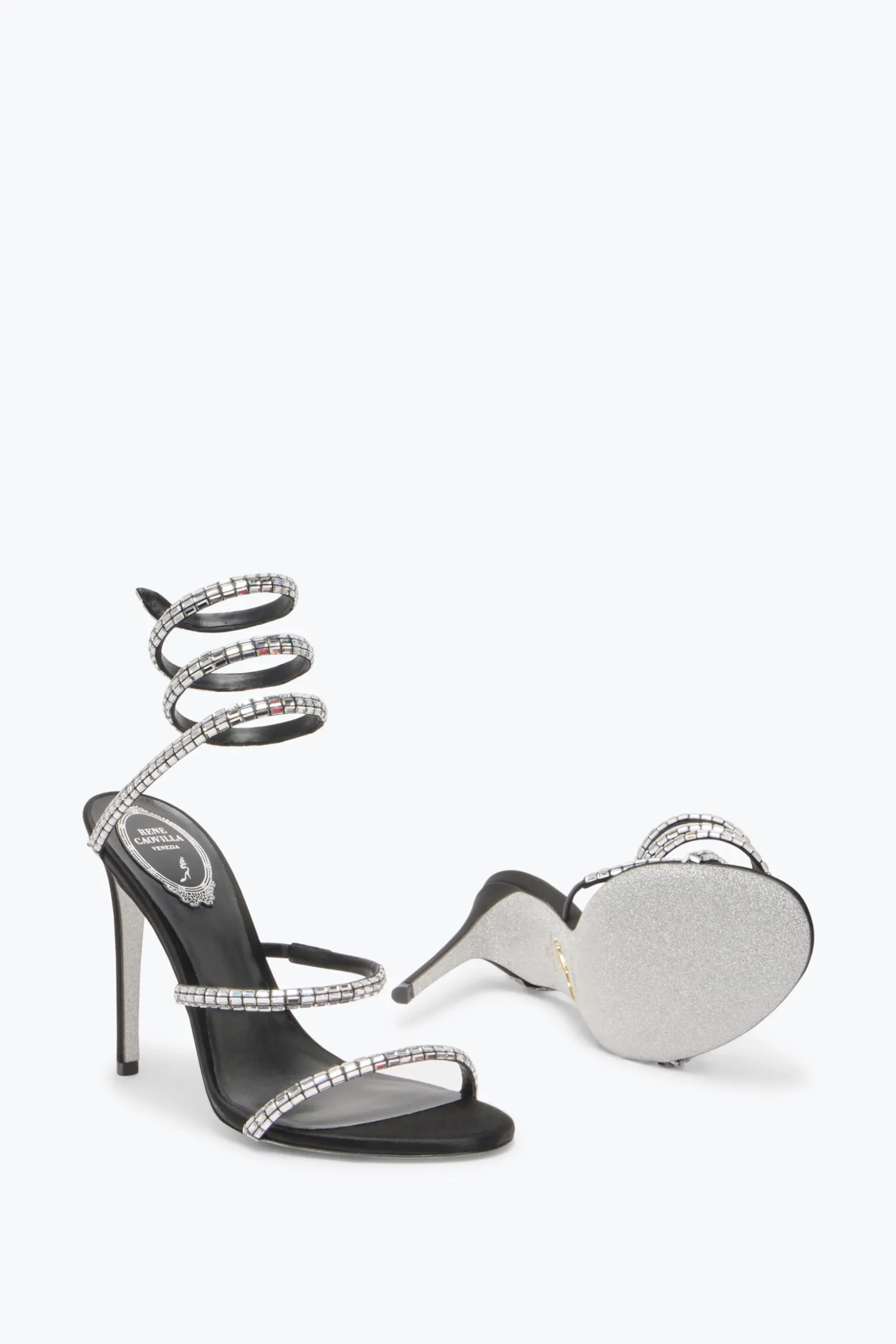 SANDALE CLEO NOIRE AVEC CRISTAUX BAGUETTE 105