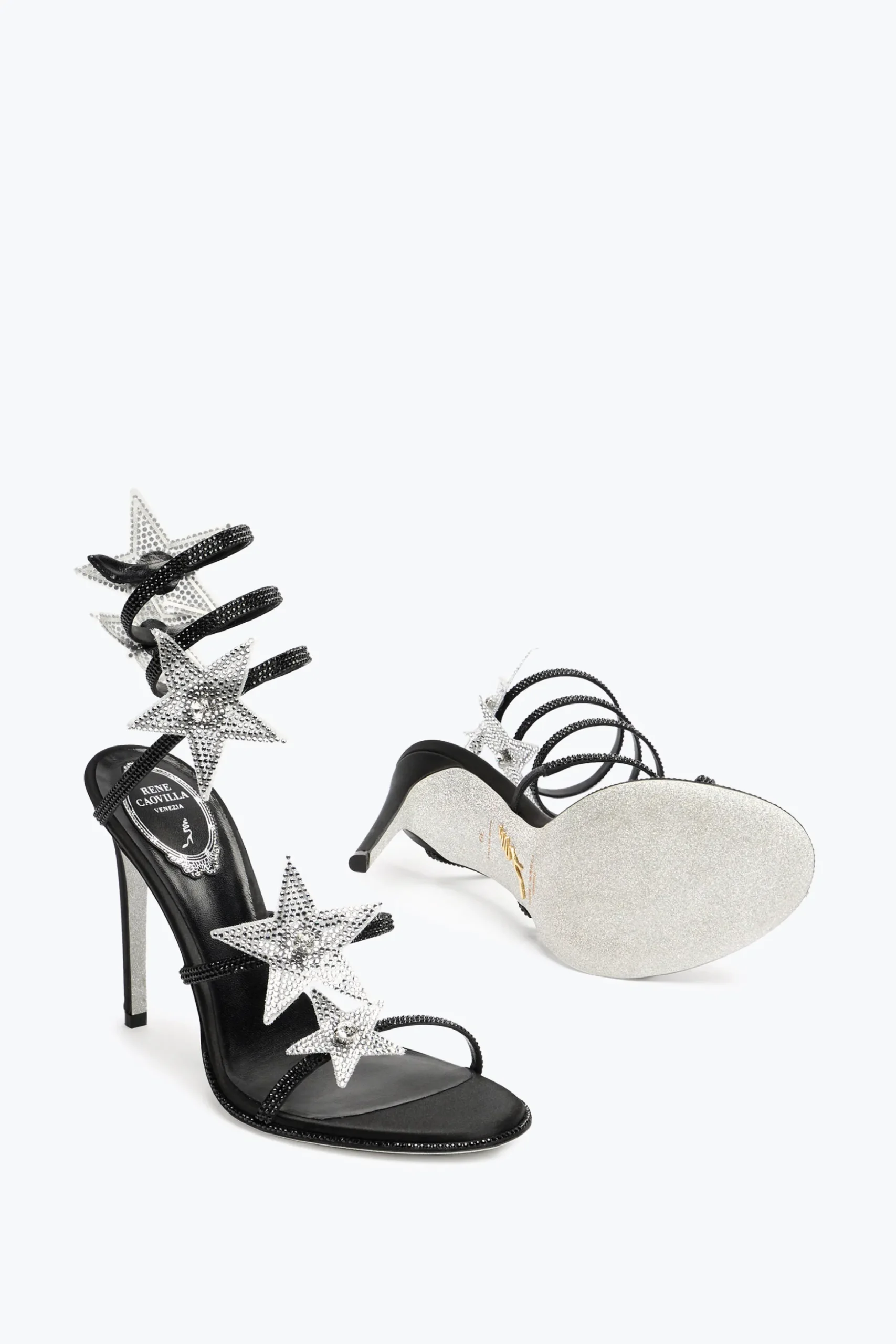 SANDALE CLEO STAR NOIR & ARGENT 105