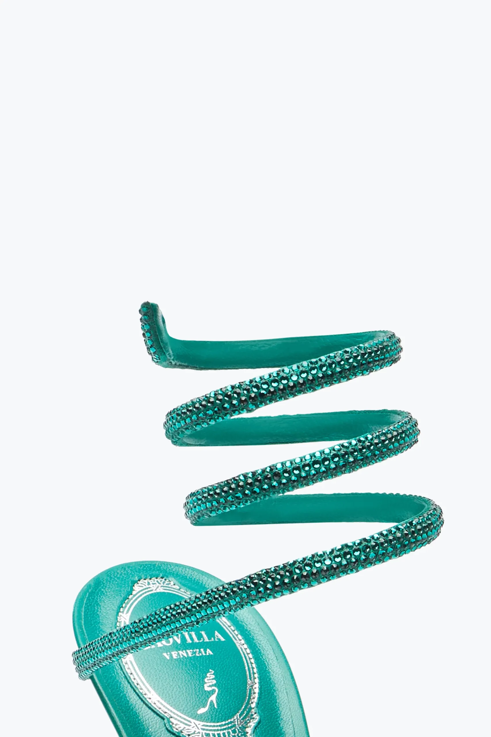 Sandale Cleo vert émeraude avec cristaux 105