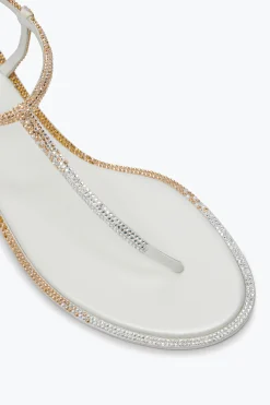 Sandale Diana ivoire avec cristaux or et argent 10