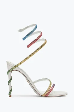 Sandale Margot blanche avec cristaux arc-en-ciel 105