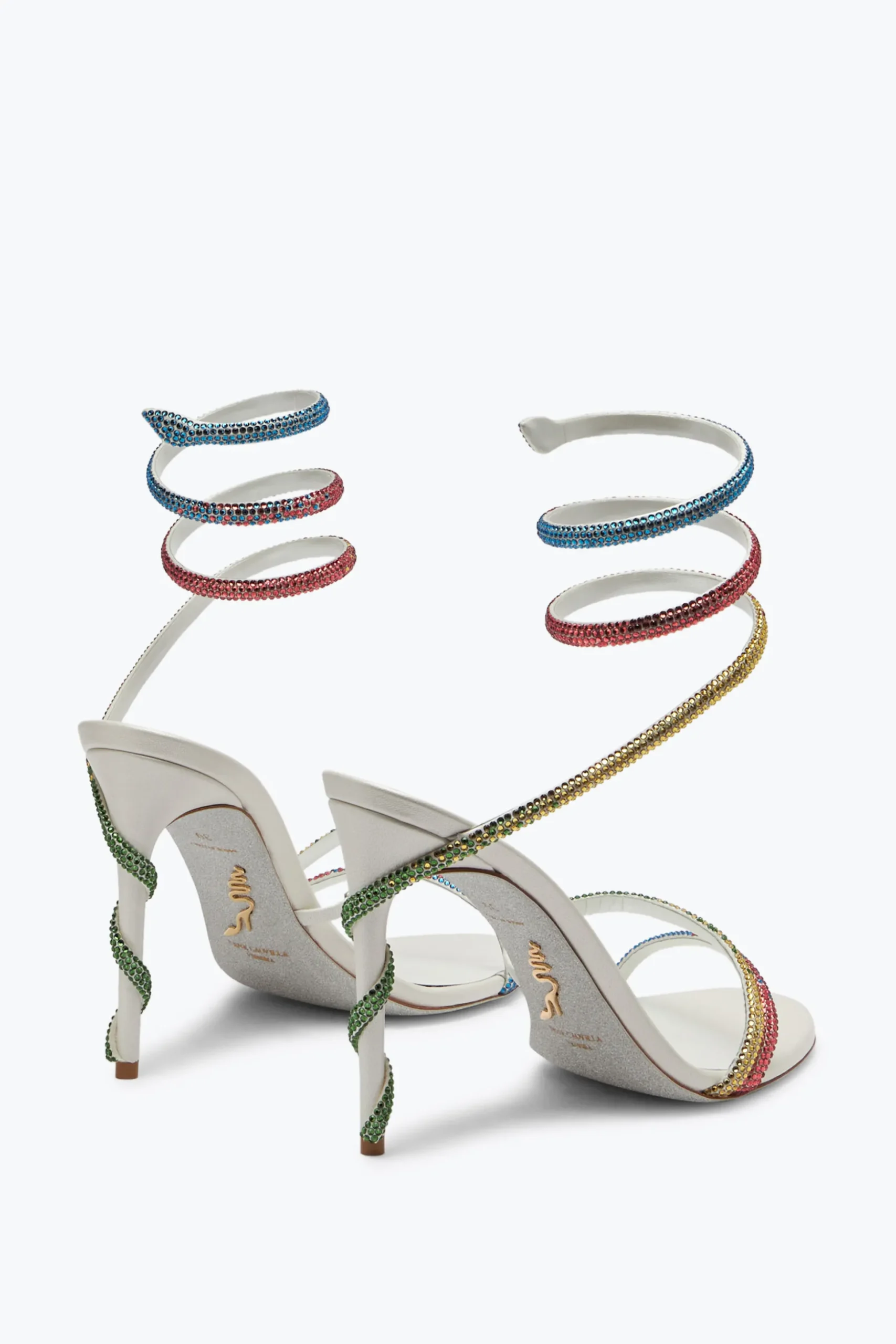 Sandale Margot blanche avec cristaux arc-en-ciel 105