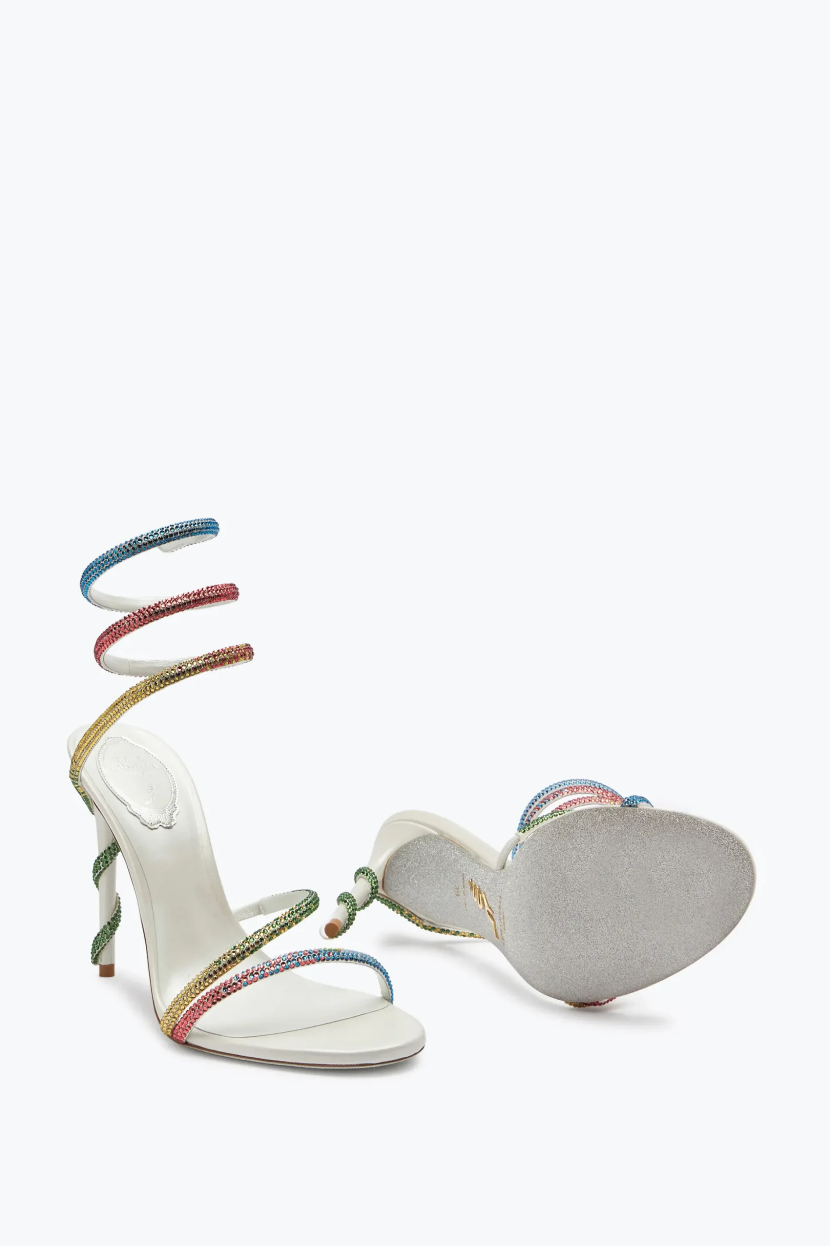 Sandale Margot blanche avec cristaux arc-en-ciel 105